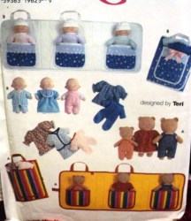 7424 SIMPLICITY 8.5,10.5'' DOLLS, BEARS, CLOTHES, CARRY CASE PATTERN